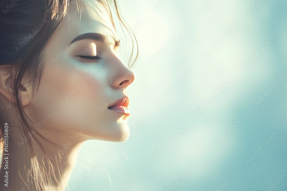 Serene Profile of a Young Woman in Soft Light Serene Profile of a Young Woman in Soft Light