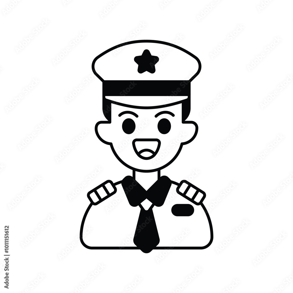 Pilot glyph icon with white background vector stock illustration Pilot glyph icon with white background vector stock illustration
