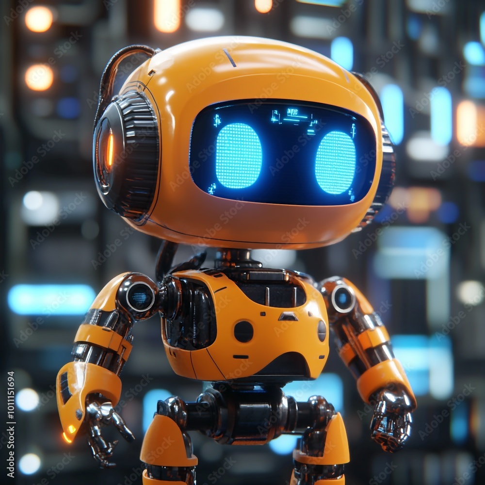 Fototapeta premium 3D Collaboration Icon: Coordinated Robotic Work Illustration Logo