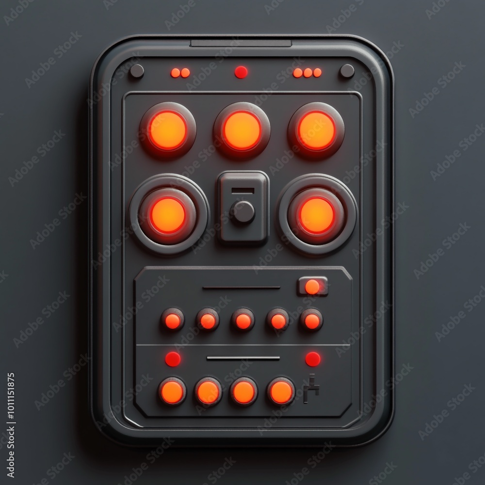 3D Control Panel Icon: Interface for Robot Management Illustration Logo 3D Control Panel Icon: Interface for Robot Management Illustration Logo