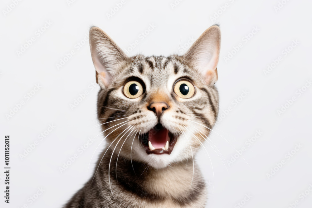 The cat reacting with surprise, wide eyes and open mouth The cat reacting with surprise, wide eyes and open mouth