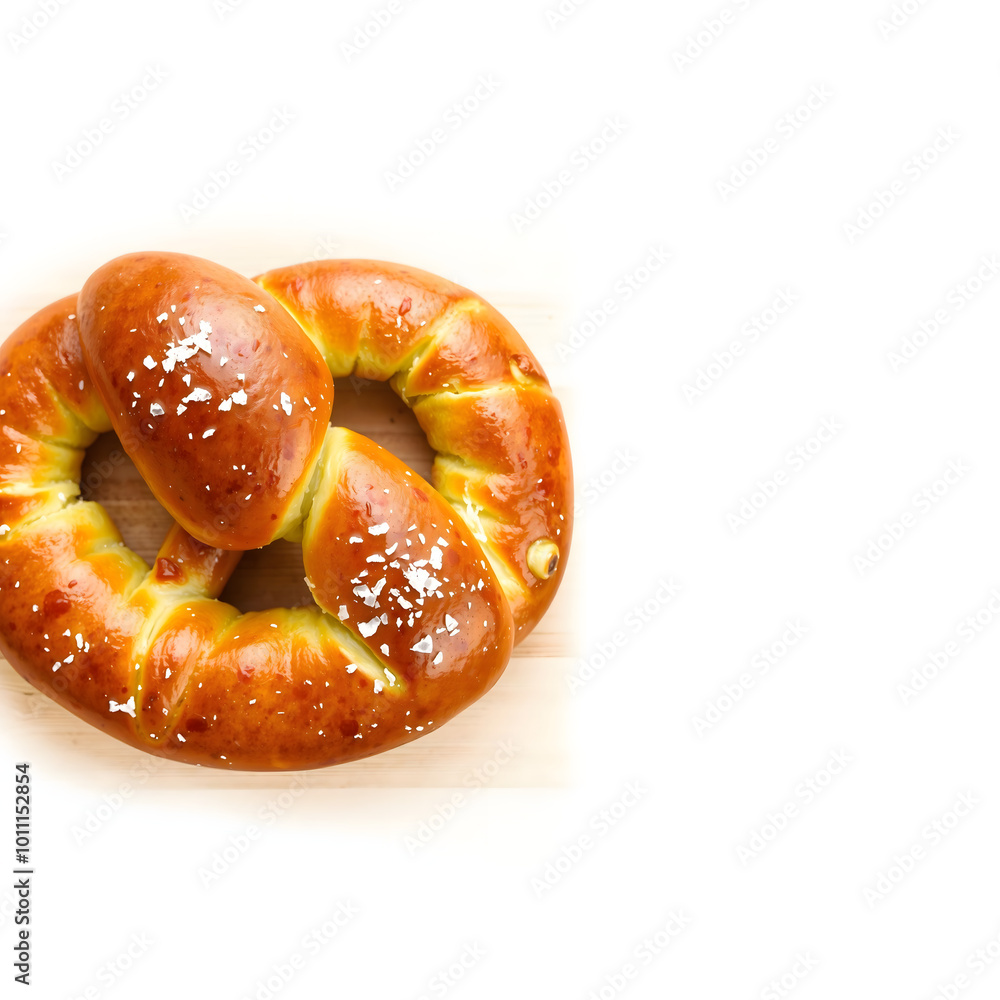Freshly baked soft pretzels with coarse salt on a wooden surface Freshly baked soft pretzels with coarse salt on a wooden surface