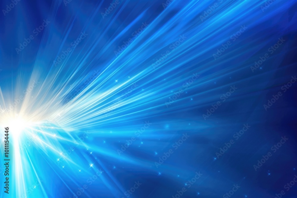 Fototapeta premium Blue Background Rays. Beautiful Blue Gradient with Abstract Glowing Light on Blurry Banner Design
