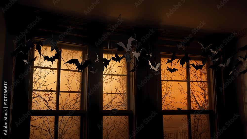 Naklejka premium bat silhouette decorations for a Halloween event