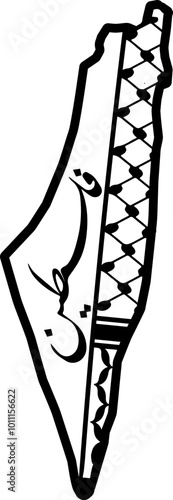 Palestine Map with Kufiya Pattern