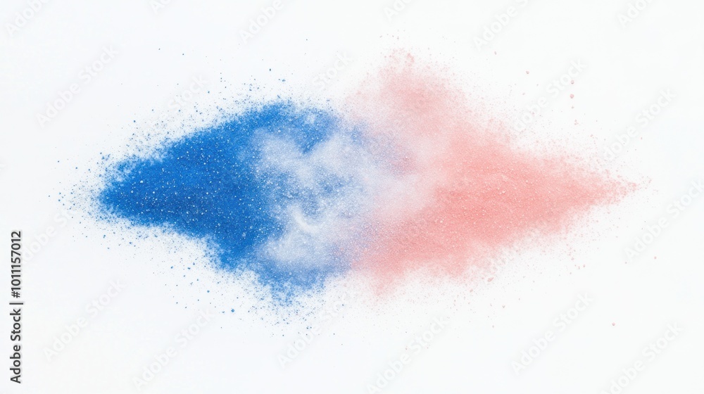 A vibrant splash of blue and pink powder creating a visually striking composition. A vibrant splash of blue and pink powder creating a visually striking composition.