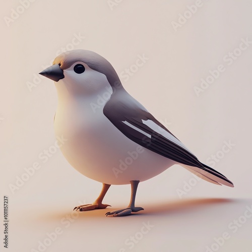 3D Sparrow Icon: Small Bird and Nature Illustration Logo photo