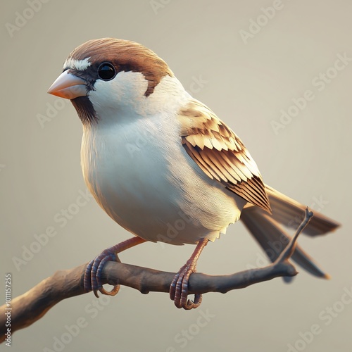 3D Sparrow Icon: Small Bird and Nature Illustration Logo photo