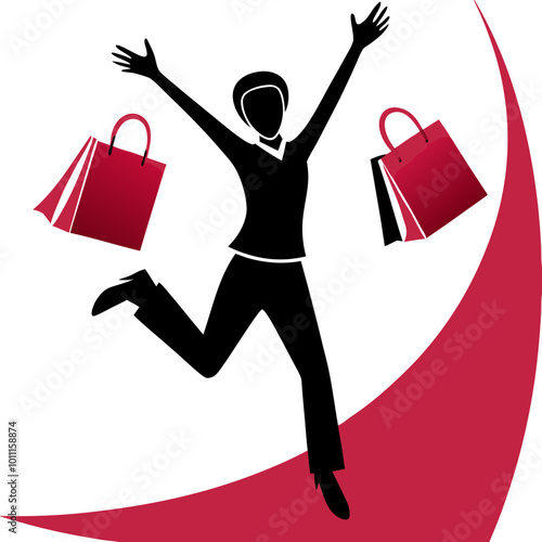 Vector of happy person with shopping bags