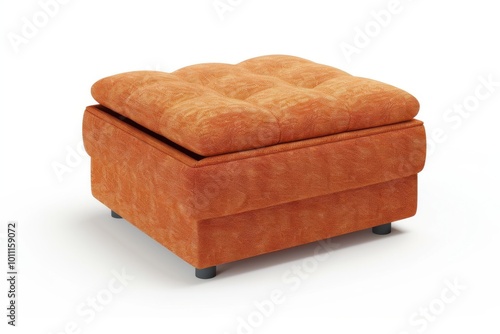 Cozy orange tufted ottoman with storage in modern living room setting photo