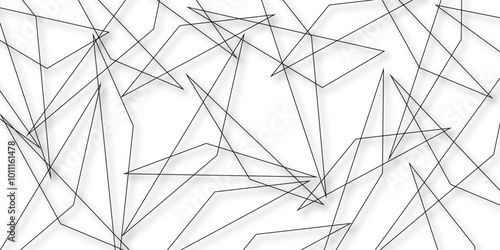 Abstract background with liens and triangles shape on white background. White and grey geometric overlapping rectangle pattern Geometric background soft shadows as patten ..White polygon textured .	
