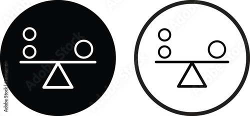 Balance icon set in two styles . Balance harmony justice icon vector