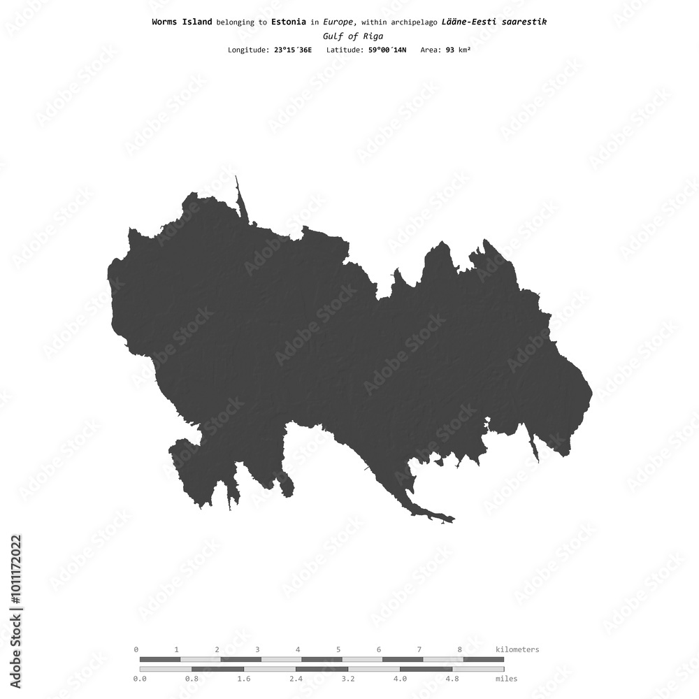Obraz premium Worms Island. Estonia. Shape on white. Bilevel