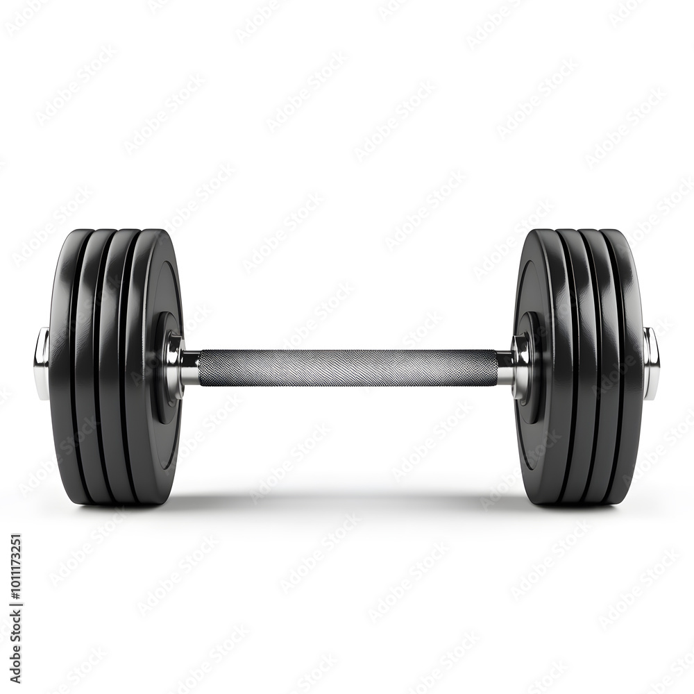 Black Fitness Dumbbell Isolated On White Background Black Fitness Dumbbell Isolated On White Background
