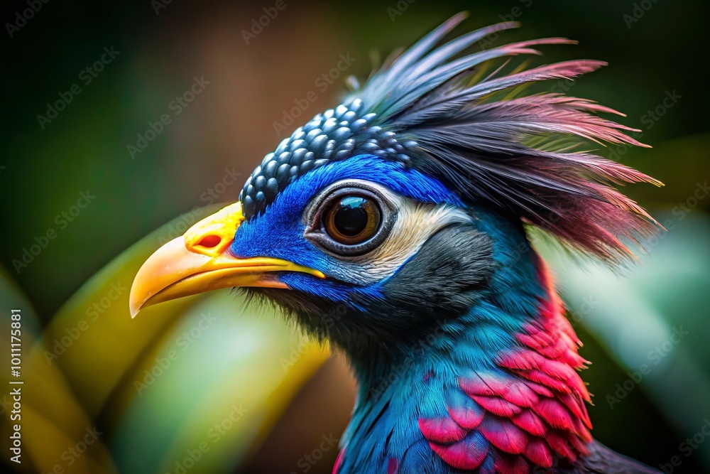 Stunning Macro Shot of Maleo Bird Head in Dramatic Lighting, Showcasing Unique Features and Colors of Macrocephalon Stunning Macro Shot of Maleo Bird Head in Dramatic Lighting, Showcasing Unique Features and Colors of Macrocephalon