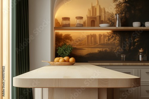 An empty frame sits attractively in a modern living room with cityscape views. 3D rendering