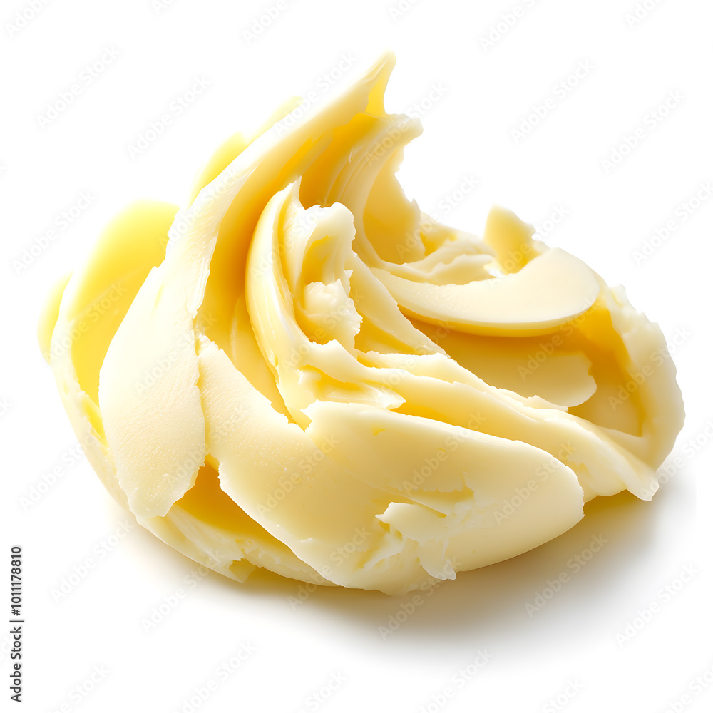 Top view butter curl closeup isolated on white Top view butter curl closeup isolated on white