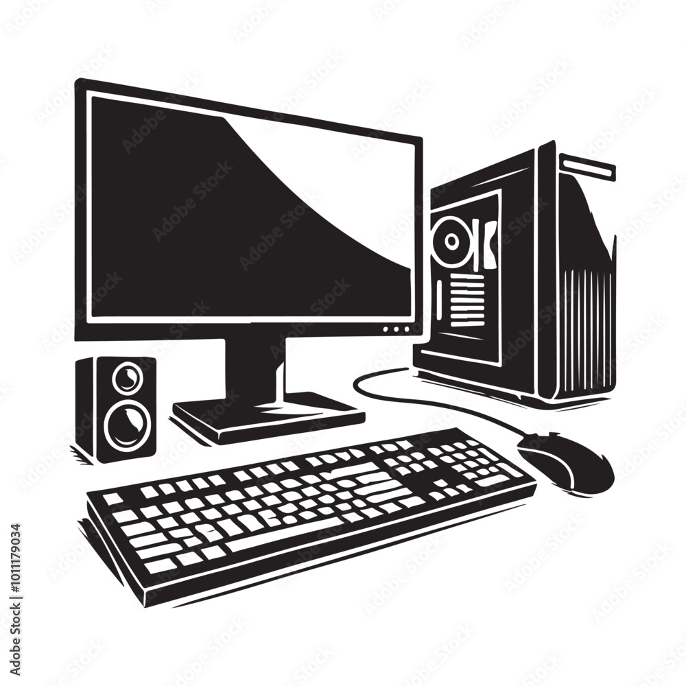 Fototapeta premium Computer Setup Desk Icon