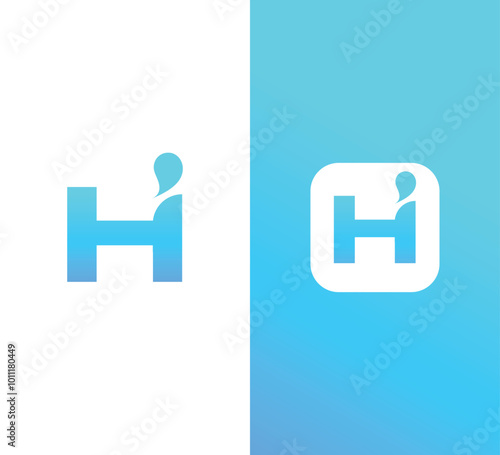 Letter Hi Monogram Logo Design