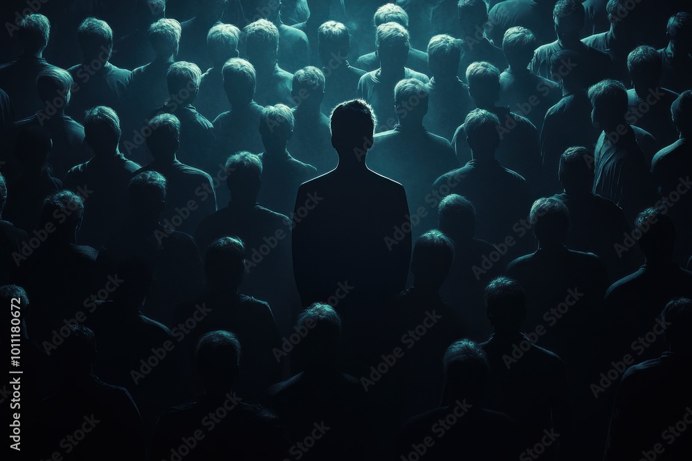 Obraz premium Striking Figure Highlighted in a Crowd