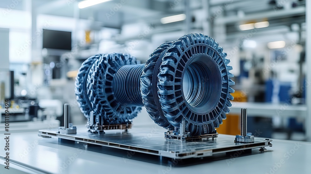 Obraz premium rapid prototyping concept the accelerated process of creating scale models or assemblies using 3d printing ,cad designs efficiency in modern design ,manufacturing processes generative ai