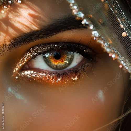 close up of a beautiful asian woman, fantastic eye, mytical, dreamlike photo