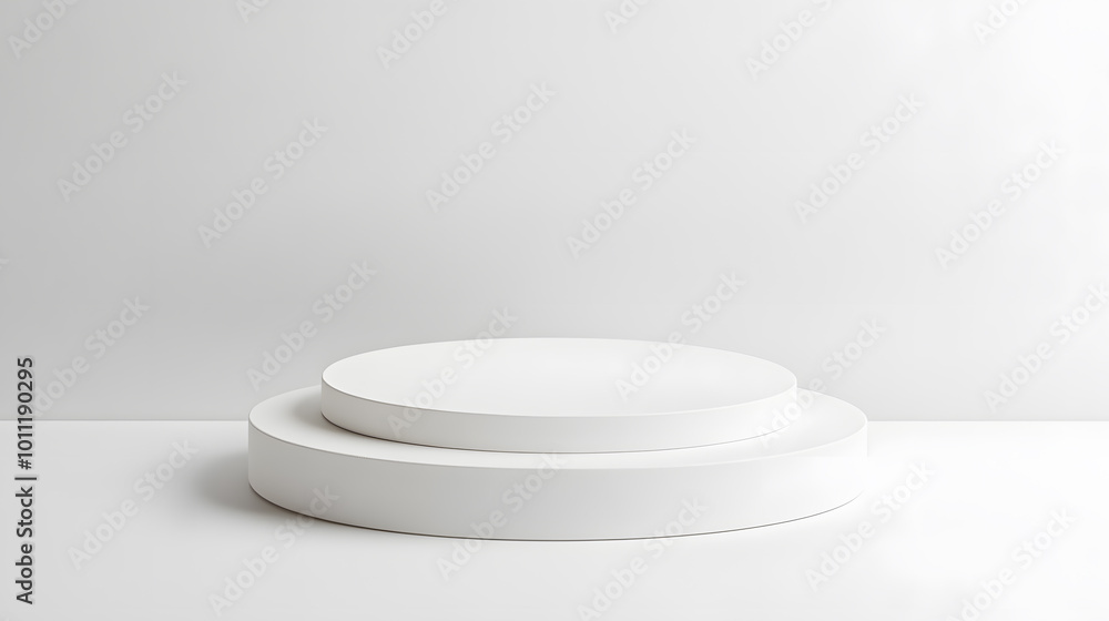 3d simple white round podium isolated on white background. Stage for product presentation mock up. 3d simple white round podium isolated on white background. Stage for product presentation mock up.