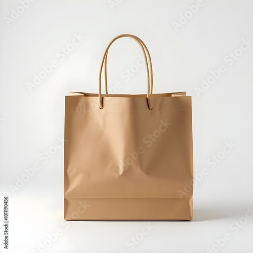 Brown Paper Shopping Bag for Mockup on white background