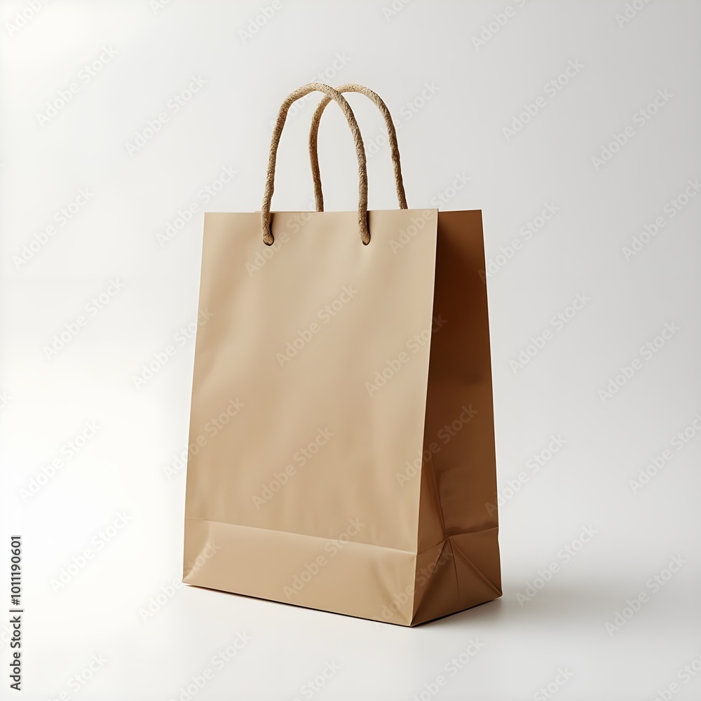 Brown Paper Shopping Bag for Mockup on white background Brown Paper Shopping Bag for Mockup on white background