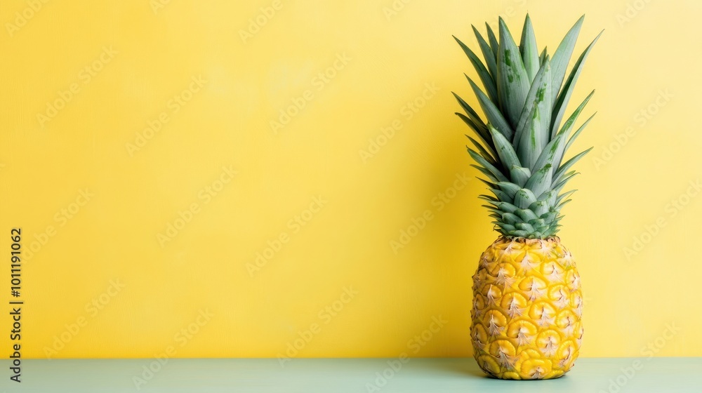 Pineapple on a Yellow Background. Pineapple on a Yellow Background.