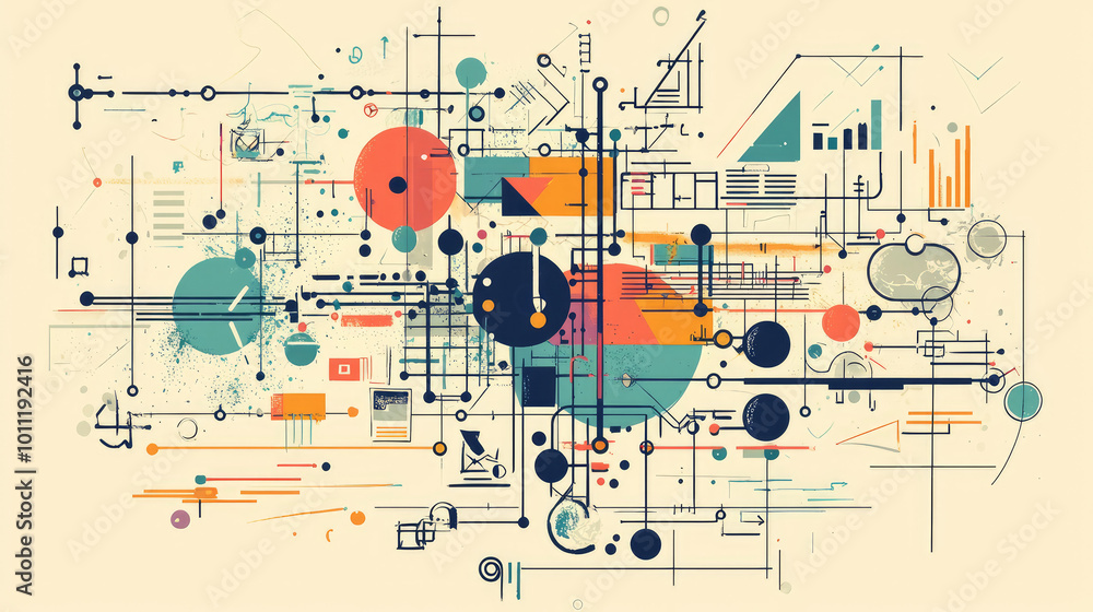 Fototapeta premium Technology doodles background