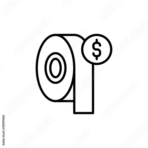 Roll tape price outline icons, minimalist vector illustration ,simple transparent graphic element .Isolated on white background