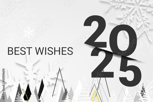 Happy new year - best wishes 2025 with colorful truncated number. Perfect vector for poster, banner, greeting and new year 2025 celebration.