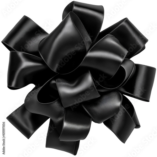 Elegant Black Satin Gift Bow Ideal for Luxury and Formal Event Decorations Isolated on Transparent Background