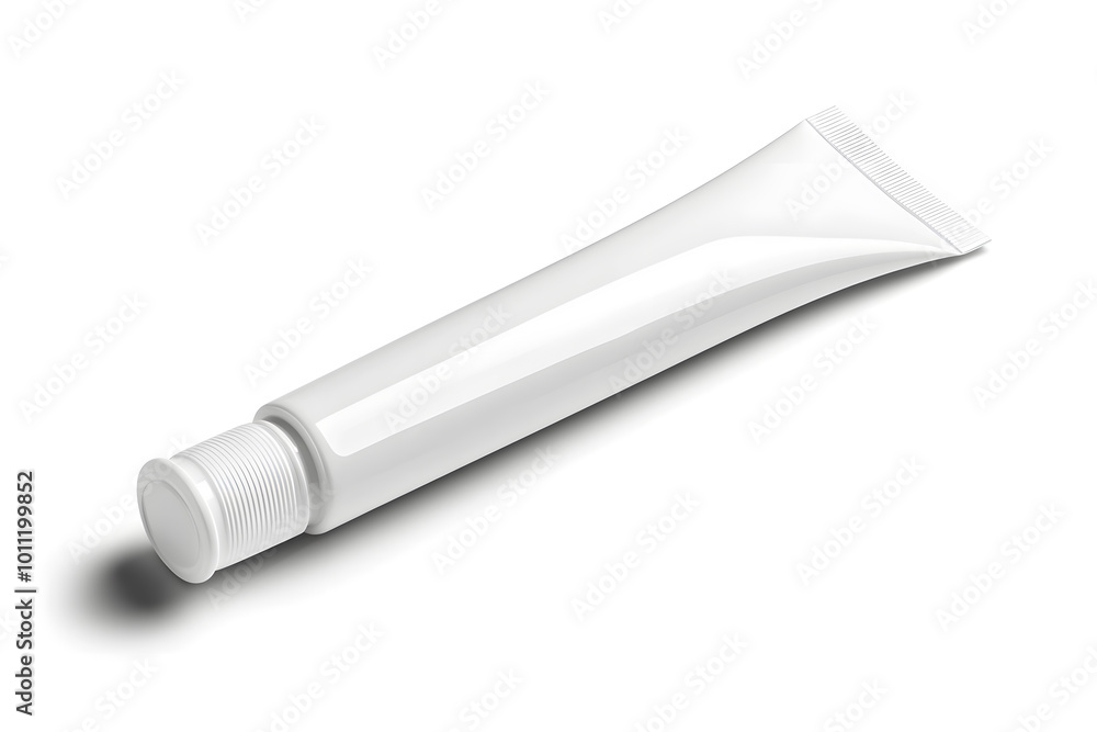 White glossy plastic tube with cap mockup isolated on white background White glossy plastic tube with cap mockup isolated on white background