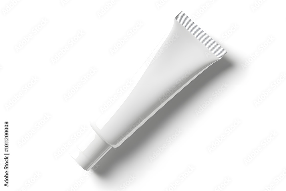 White glossy plastic tube with cap mockup isolated on white background White glossy plastic tube with cap mockup isolated on white background
