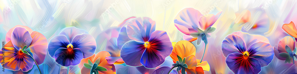 パステルで描かれた美しいパンジーの花 パステルで描かれた美しいパンジーの花