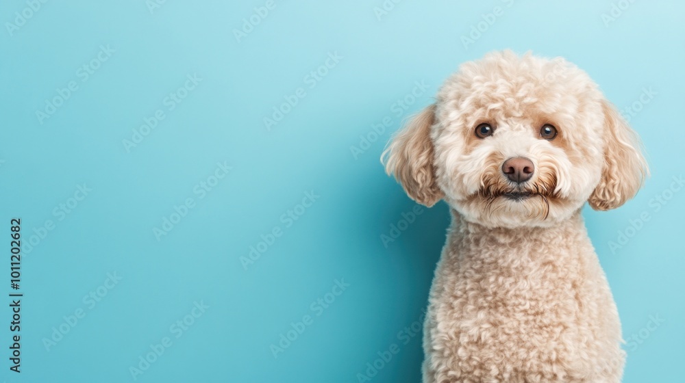Cute Poodle Dog on Blue Background. Cute Poodle Dog on Blue Background.