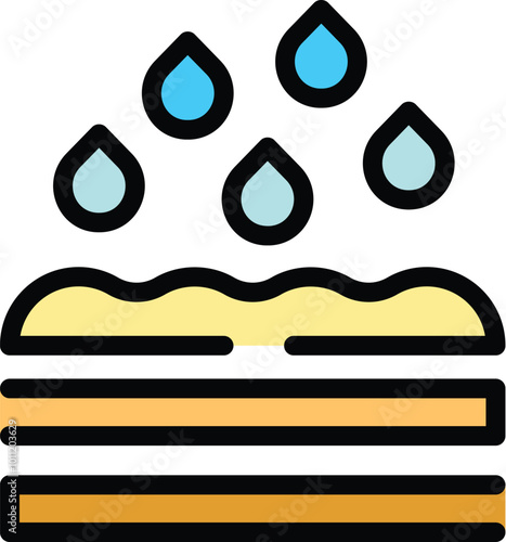 Rainwater seeping through soil layers icon in modern filled outline style