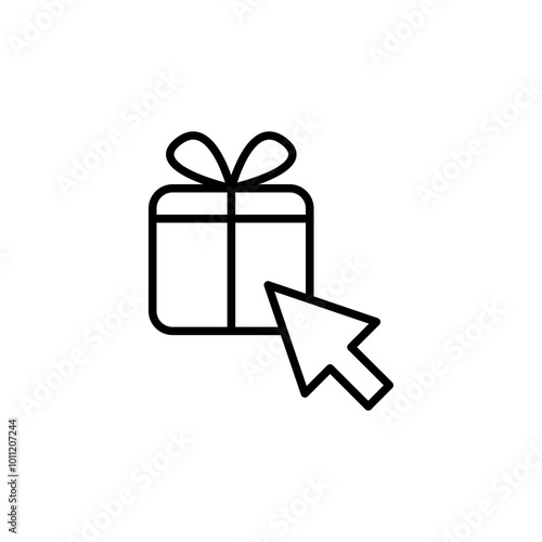 Online gift outline icons, minimalist vector illustration ,simple transparent graphic element .Isolated on white background