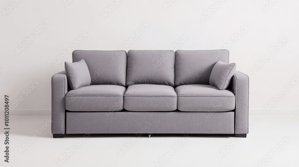 Fototapeta premium Modern Grey Sofa with Pillows.