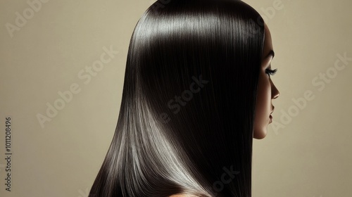 Close-up of Woman with Long Shiny Hair Flowing Elegantly