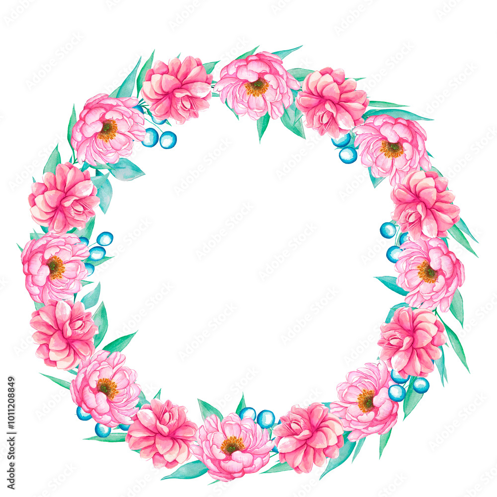 Wreaths of flowers and leaves. Watercolor illustrations Wreaths of flowers and leaves. Watercolor illustrations