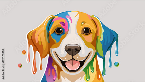 Illustration colorée d'un chien avec des taches de peinture