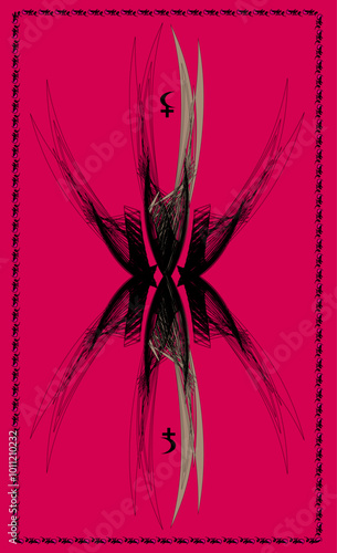 Tarot cards - back design. Lilith astrological symbol. Tarot background