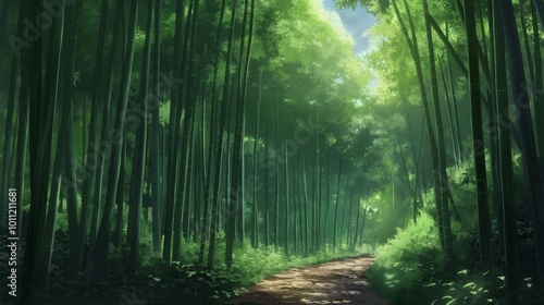 landscape forrest of anime background, can use for wallpaper