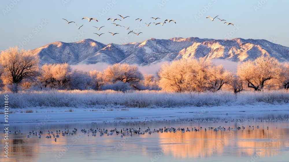 Fototapeta premium Snow geese at New Mexico's Bosque del Apache