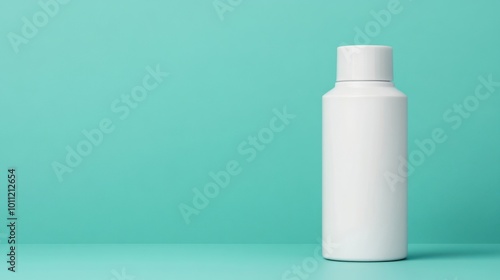 White Bottle Mockup on Teal Background.