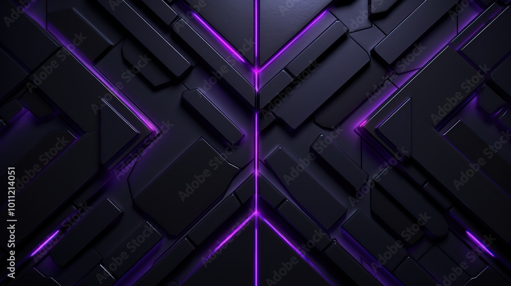Abstract Geometric Background with Purple Neon Lights Abstract Geometric Background with Purple Neon Lights