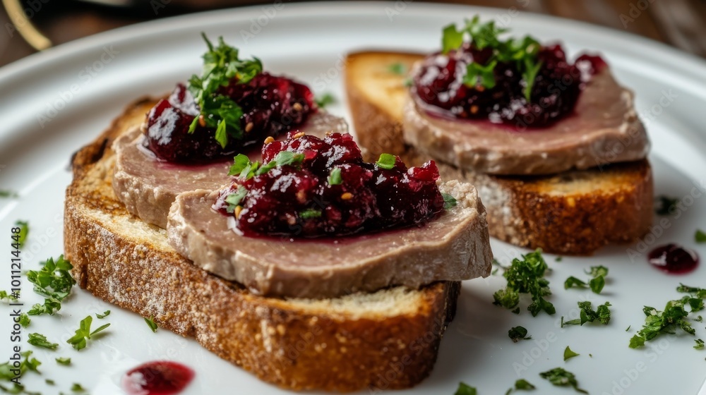Toast, pâté, sauce Toast, pâté, sauce